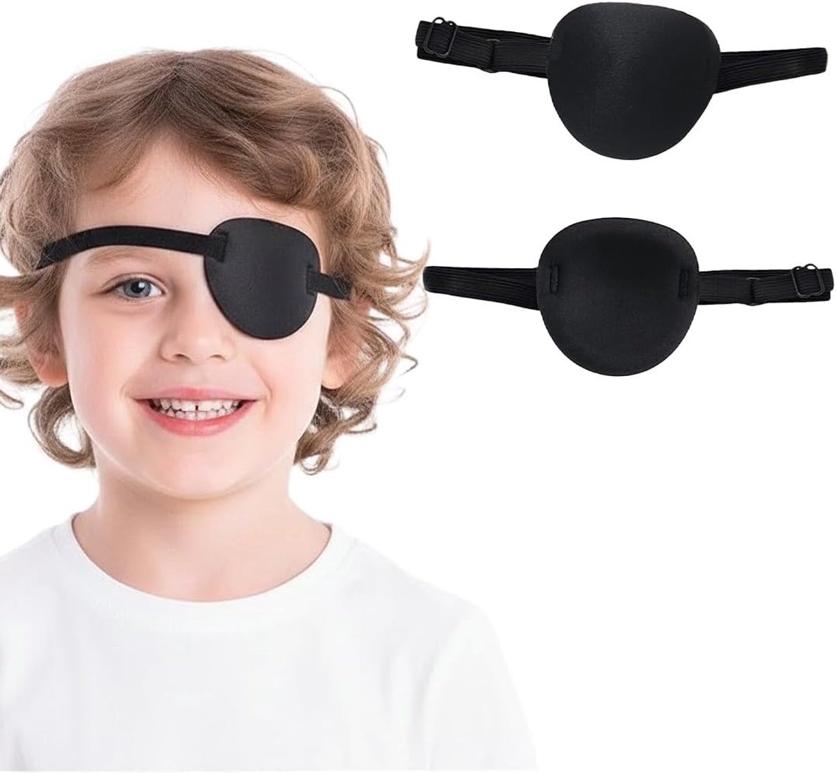 2 Pack Adjustable Blind Patches for Strabismus Eyes, Adjustable Breathable Elastic for Adults and Children, Pirate - ShopVlot