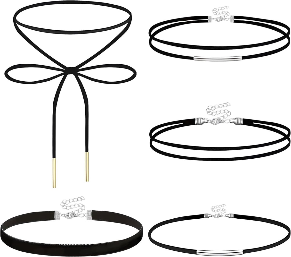 Black Velvet Necklace Set for Women and Girls, Adjustable Elastic Necklaces with Comfortable Fit for Cosplay - ShopVlot