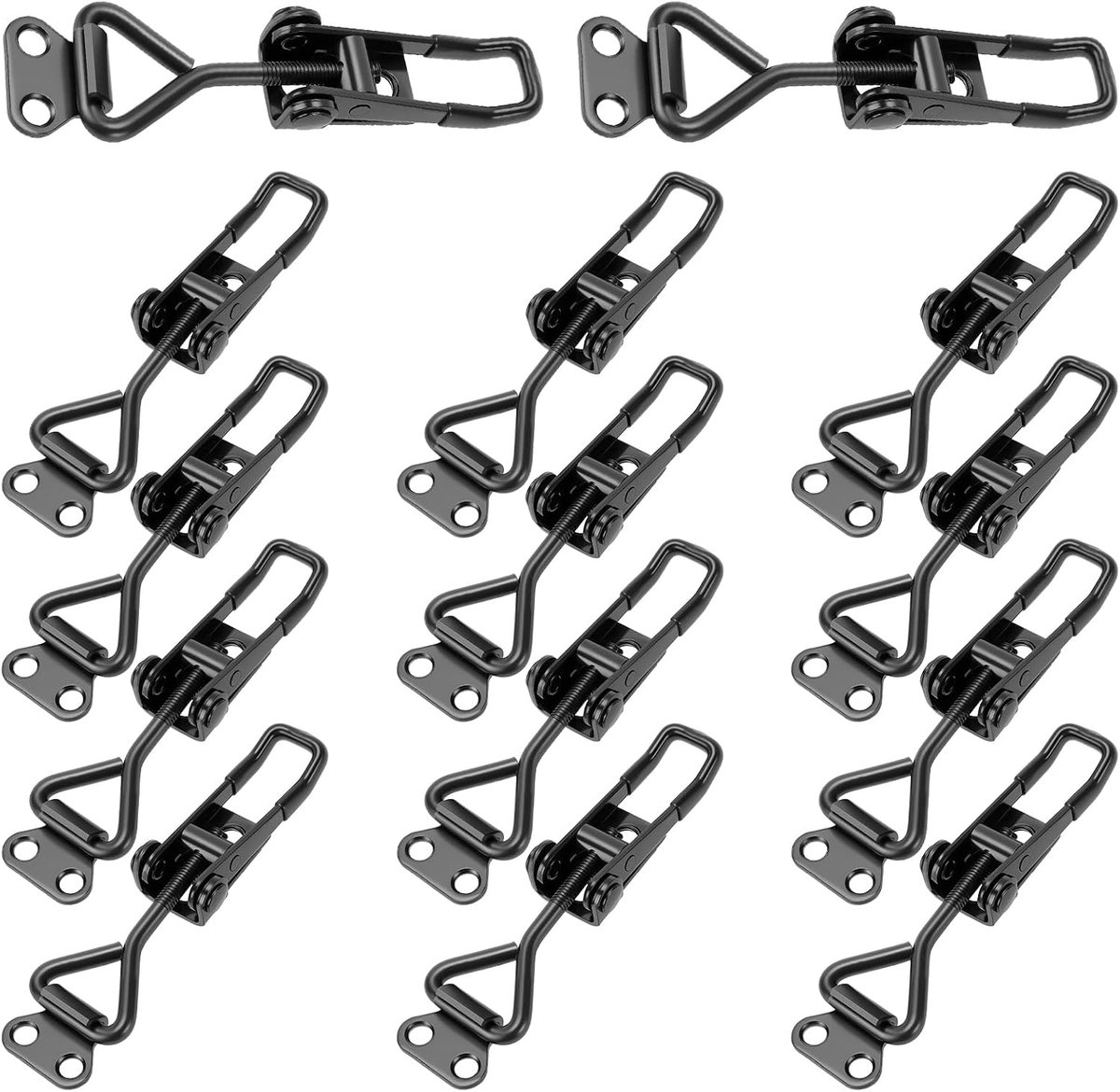 Pack of 14 Black Toggle Clamp, Tension Clasp, Black, 110 kg, 4001 Tilt Clasp, Quick Release for Door, Cupboard, Box - ShopVlot