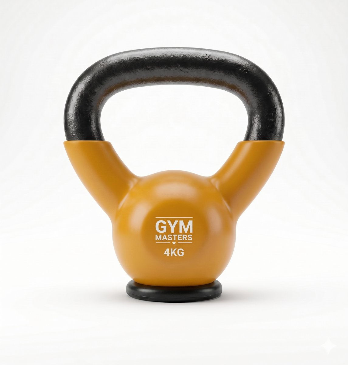 Gym Masters Kettlebell 4 kg – Vinyl Kettlebell met Rubberen Bodem – Optimale Vloerbescherming & Veilig Trainen – Premium Grip – Thuis Fitness