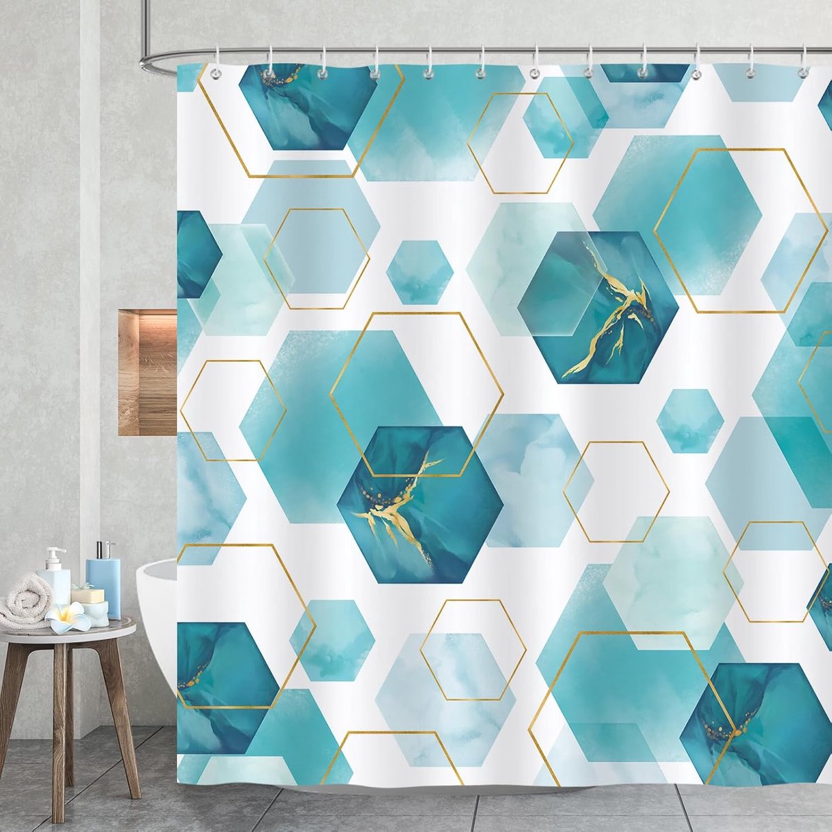Douchegordijn 180x180cm - Abstract geometrisch design - Waterdicht en schimmelbestendig - Modern voor badkamer - ShopVlot