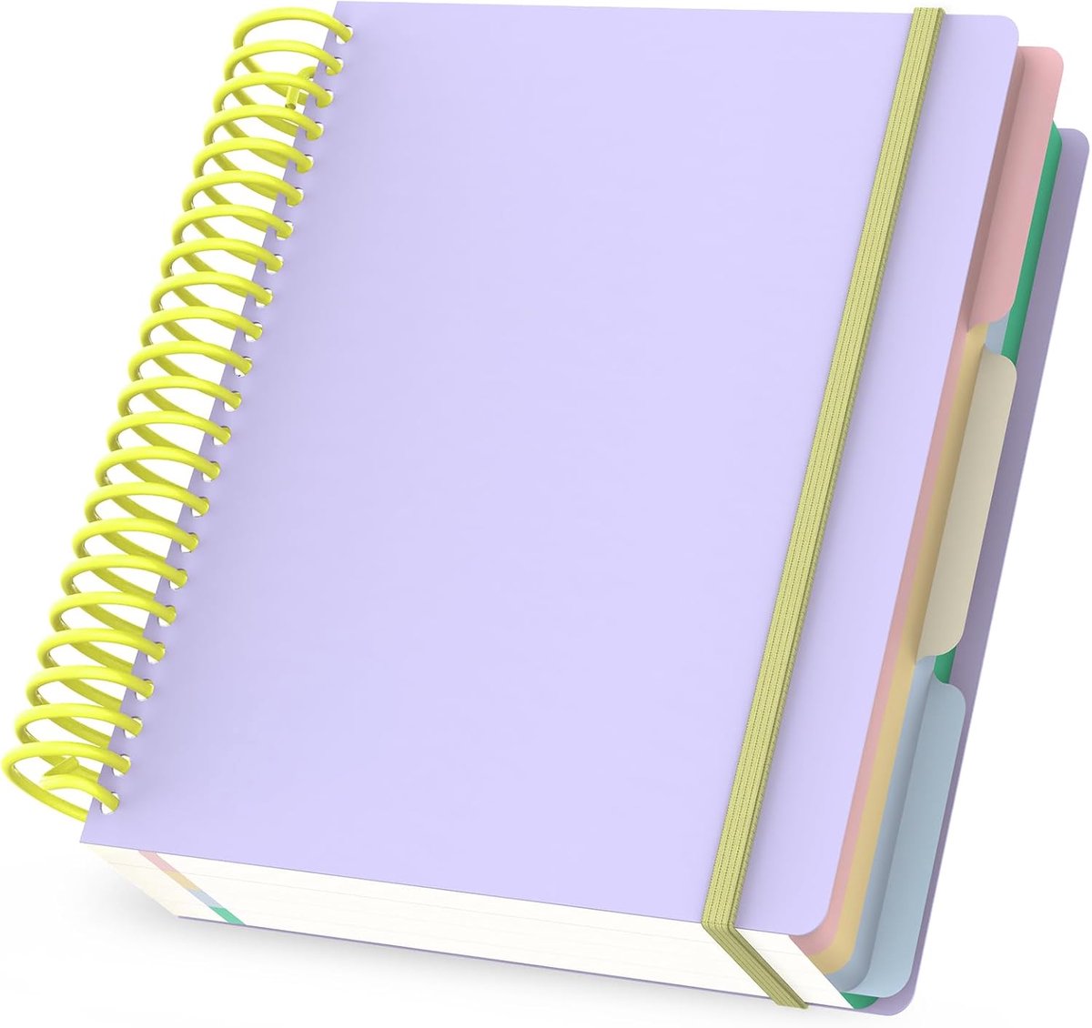 SnelShoppen - Spiral Notebook A5 - Lined Notepad 240 Pagina's - 18.5x20cm Paarse Spiral Notitieboek met 90GSM Papier, 3 Kleurdividers, Elastische Band
