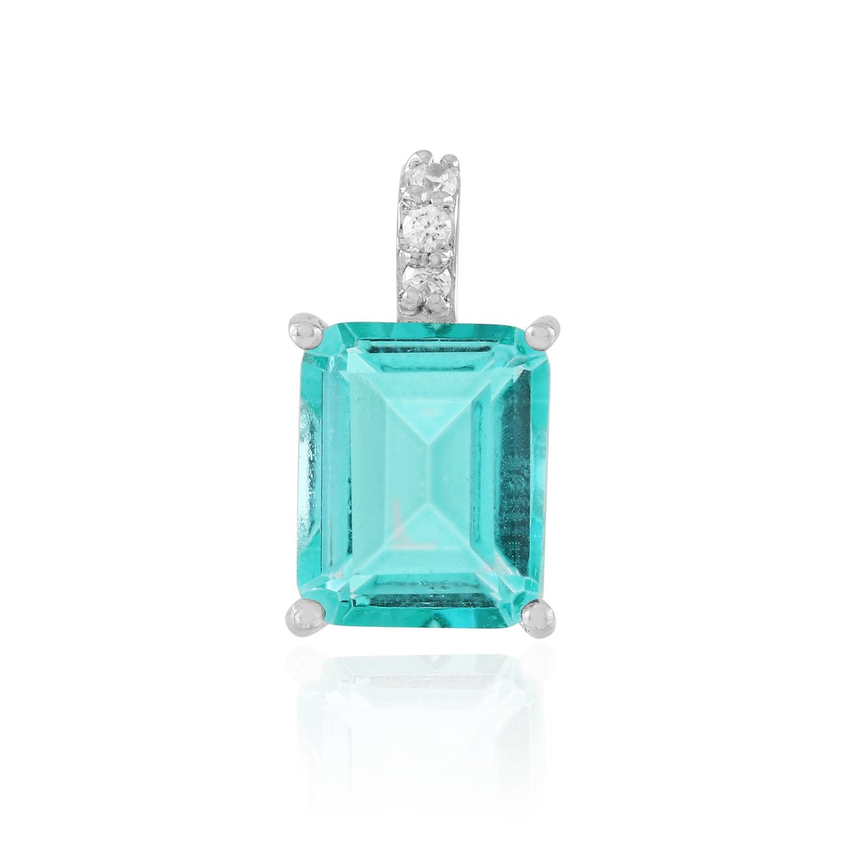 Cavill - Luxe Zilveren Hanger met 3,93 ct Blauwe Paraiba Kwarts - 925 Sterling Zilver, Platina Coating - Achthoekig, Zirkonen 0,10 ct