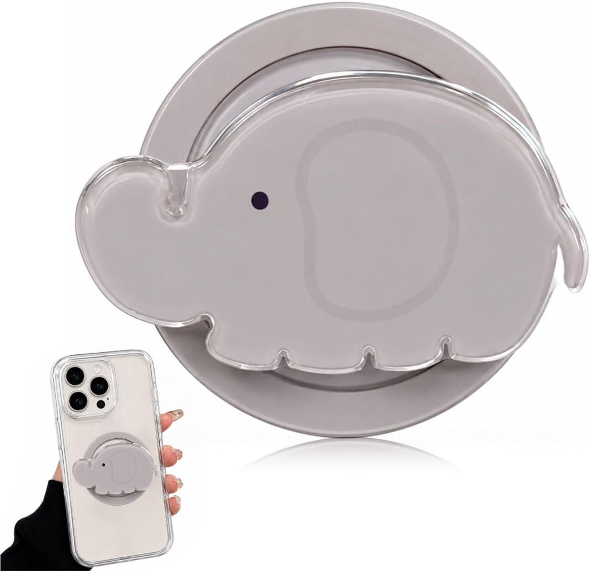 1 x magnetische telescopische telefoongreep, uittrekbare en opvouwbare telefoonhouder met wit konijnenpatroon, antislip en voor vrije handen, ideaal voor reizen, huis en auto, Meerkleurig., A
