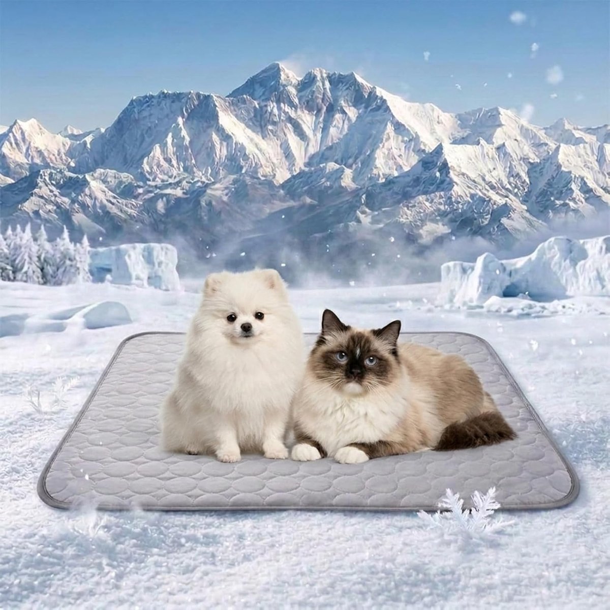 Koelmat voor honden en katten, 70 x 55 cm, koeldeken voor huisdieren van zacht polyesterweefsel, ademende koelmat, wasbaar en opvouwbaar, voor binnen, buiten, auto en reizen