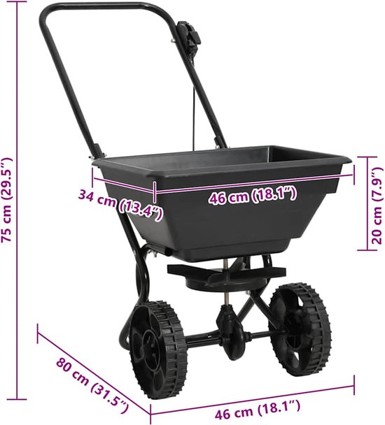 vidaXL - Strooiwagen - duwmodel - 15 - L - 92x46x70 - cm - PVC - en - staal van VidaXL — afbeelding 4