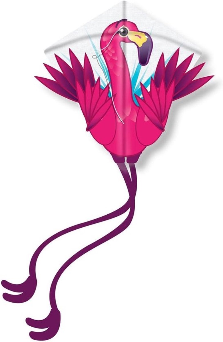 Pop-upvlieger - Diamantvlieger - Buitenspelen - Montage in seconden - 56 cm spanwijdte - Flamingo
