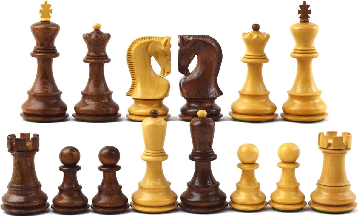 ROOGU 1959 Zagreb 9,5 cm schaakfigurenset acaciahout zebra handgemaakt India - ShopVlot