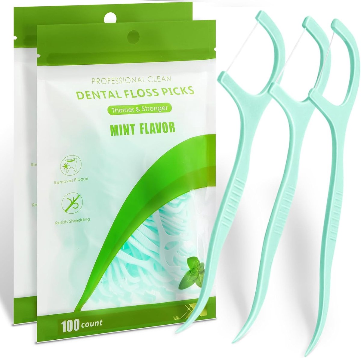 200 stuks floss sticks tandheelkundige munt, 2-in-1 resistente tandenstoker, tandplectrums, stokjes, interdentale reinigingsgereedschap, houdt je mond fris en schoon, voor reizen thuiskantoor