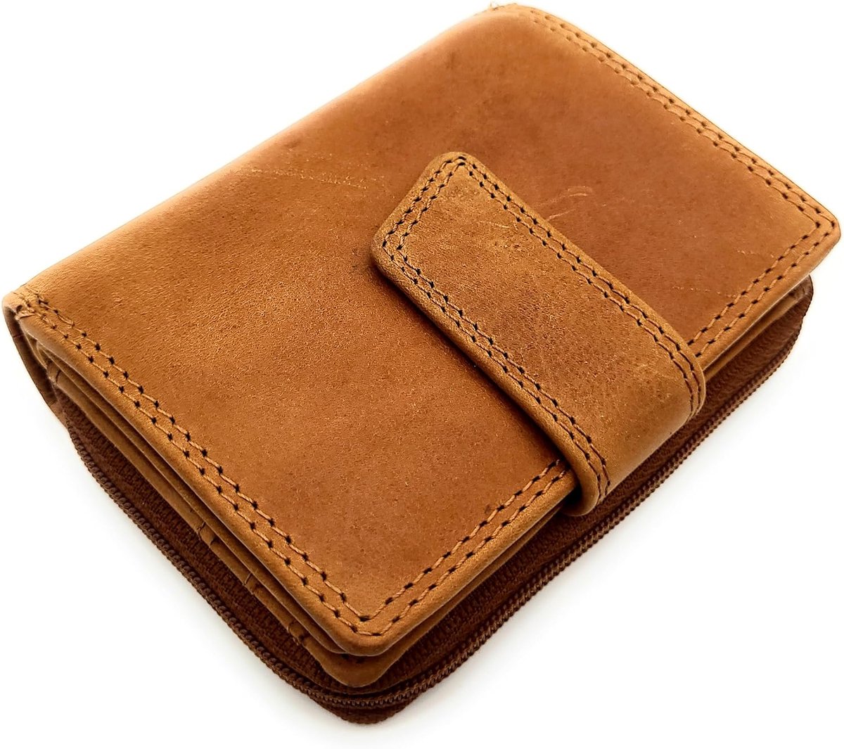 Jockey Club Small Genuine Leather Ladies Wallet Wallet with RFID Protection, tan, S, Retro - ShopVlot