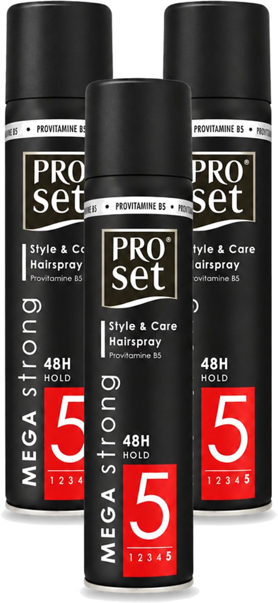 3 x Proset - Haarspray - Mega Strong - 48 uur Werking - 300 ml - Voordeelverpakking - 3 stuks