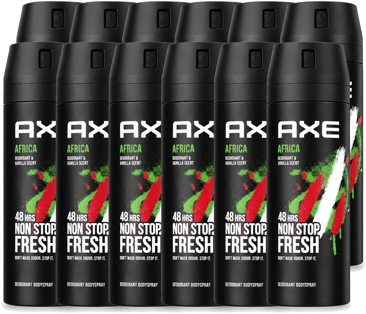 12 x Axe – Deodorant Spray – Africa – 150 ml - Voordeelverpakking - 12 stuks