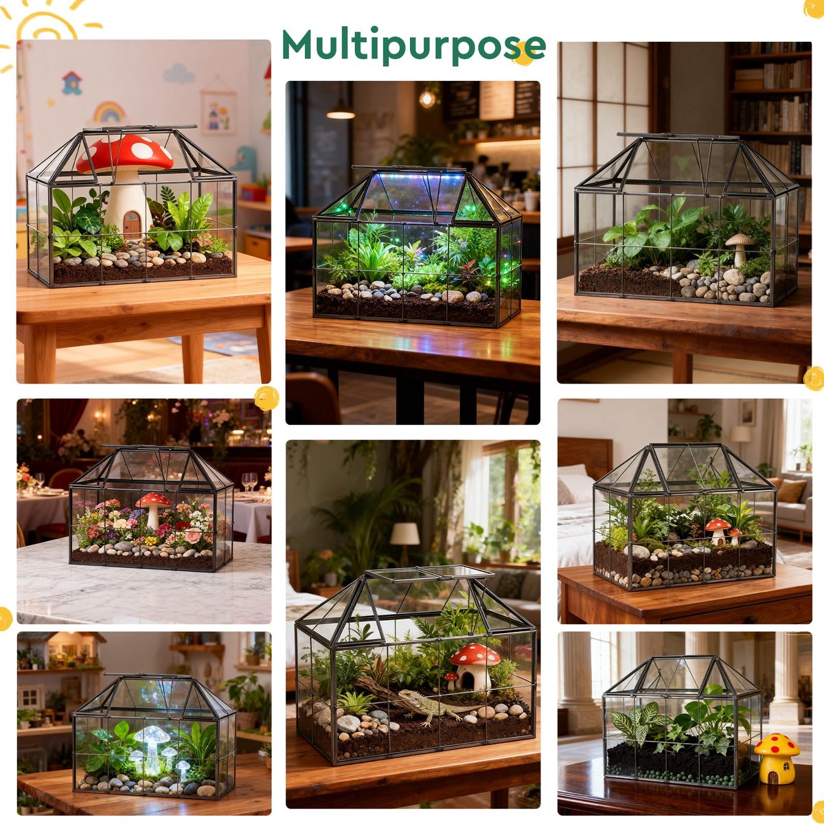 Dailygoods- Broeikas Mini - Vensterbank - 23,3 x 13,6 x 18 cm - Glas - Terrarium - Voor Vetplanten/Cactussen - Creatief Project – foto 7