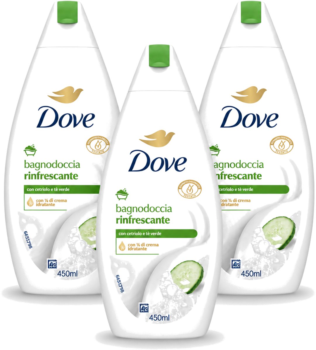 3 x Dove – Douchegel – Refreshing – 450 ml - Voordeelverpakking - 3 stuks