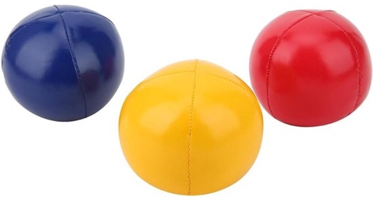Jongleerballenset - Leren handwerpballen - Voor coördinatietraining - Zachte bal van PU-leer - 3 stuks - Rood - blauw - geel