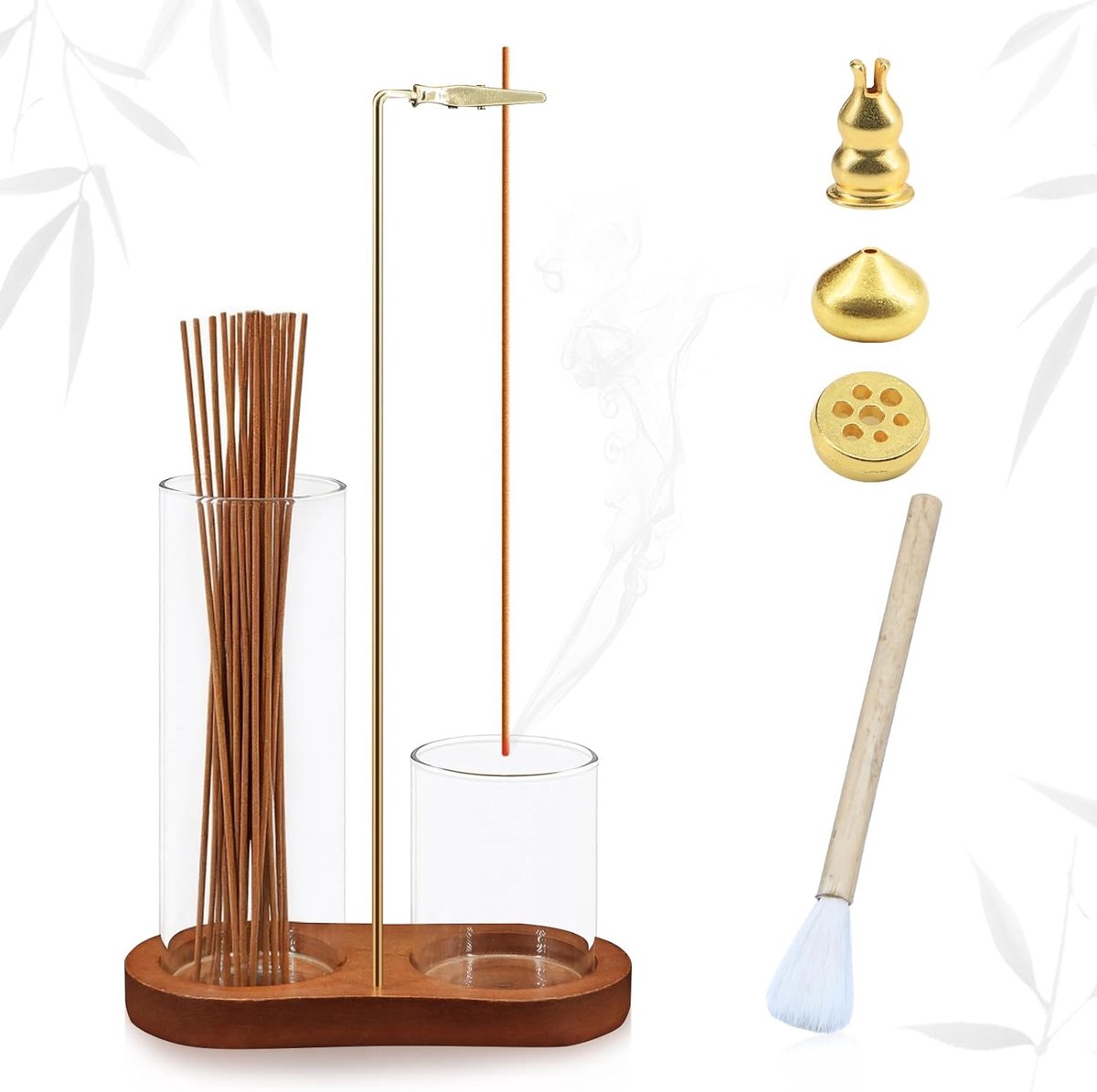 Incense Stick Holder - 8 Shaped Glass Incense Bowl with 3 Fragrance Sticks Holder Cleaning Brush Incense Set for Home - ShopVlot