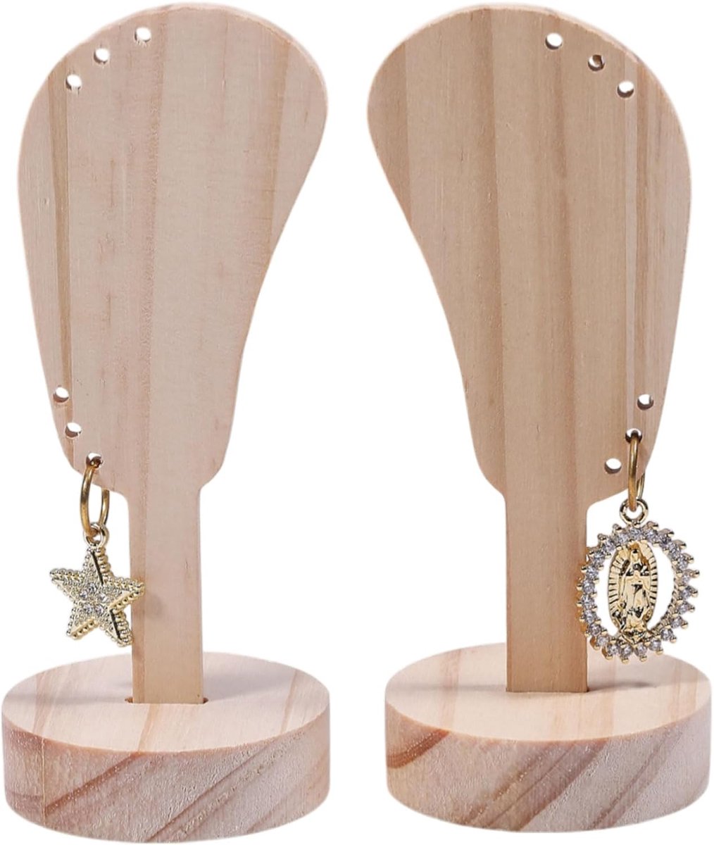 CHGCRAFT 2Pcs Earrings Display Holder Ear Shaped Wooden Earrings Organizer Display Stands Ear Shaped Jewelry Displays - ShopVlot