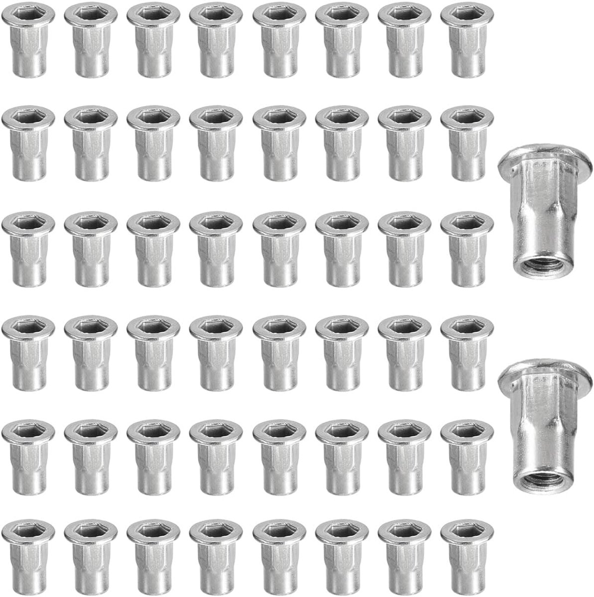 Klinknagels M5 - Halve zeskantmoer met flens - 304 roestvrij staal - Ideaal voor metalen en houtverbindingen - ShopVlot