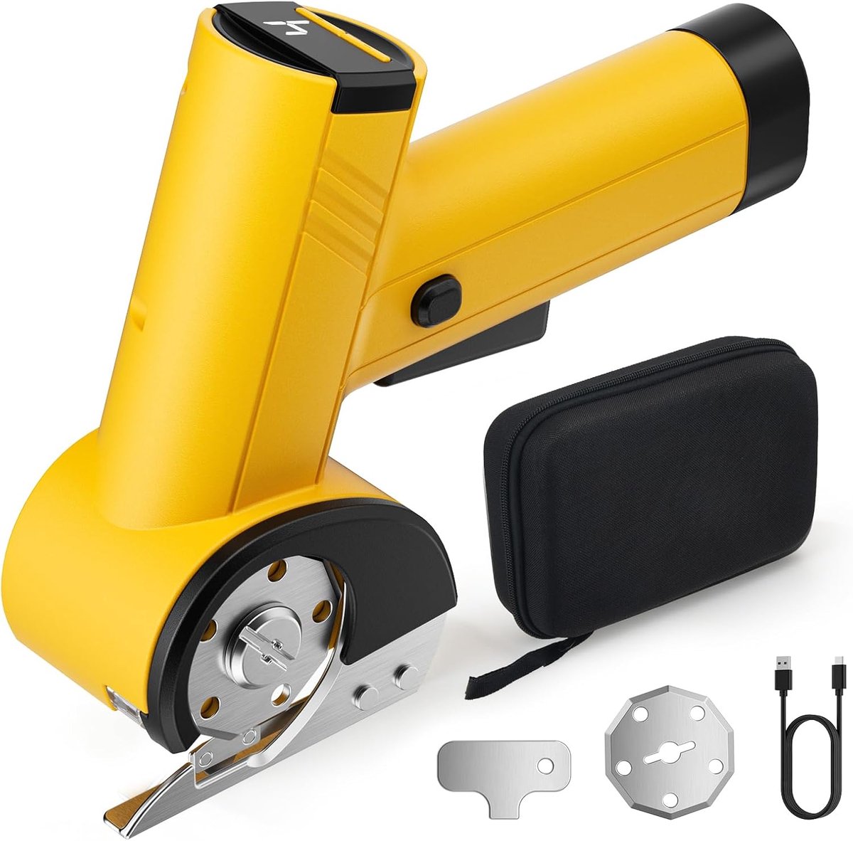 Cordless Cardboard Cutter, 420 RPM, Electric Scissors with 2 Blades, LED & Digital Display and 4 Speeds Rotary Knife - ShopVlot
