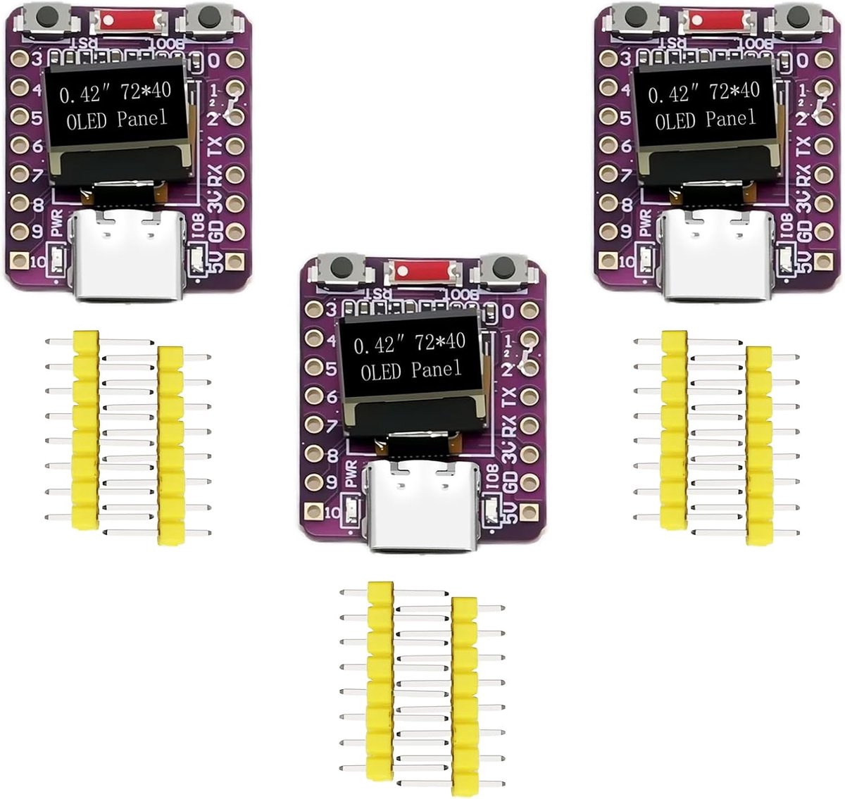 ESP32-C3 module ESP32-C3 OLED ontwikkelingsboard met 0,42 inch oled-display en 2,4 G wifi, bluetooth, 4 MB Flash, USB-poort van type C voor de IoT-ontwikkeling, compatibel met Arduino (3 stuks)