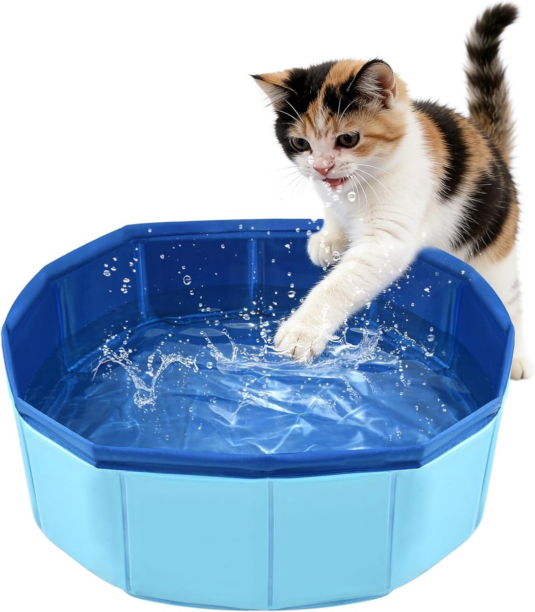 Zwembad Voor Katten En Honden, Opvouwbaar Waadbadje Voor Huisdieren, 30 X 10 Cm, Blauw