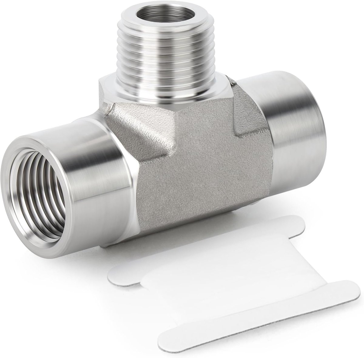 1 stuks smeden van 304 roestvrij staal Street Tee hulpstukken, 3/8" BSP vrouwelijke x mannelijke x vrouwelijke pijpfittingen, mannelijke aftakking Tee, voor water olie lucht gas