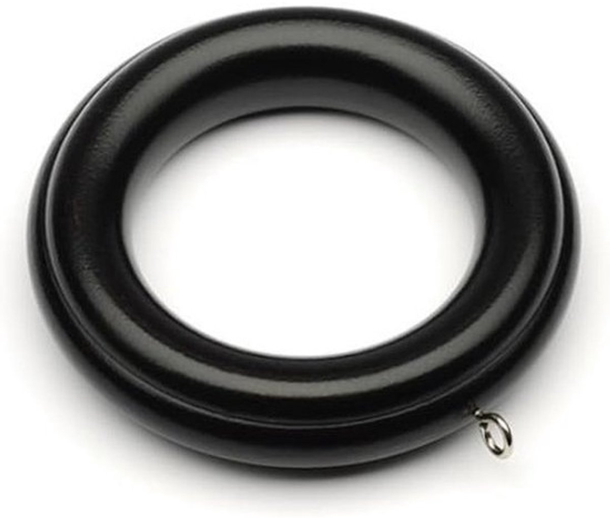 Houten gordijnringen - Decoratieve ophangers - Gordijnen ophangen - Met schroefoog - 45 mm binnenmaat - Zwart