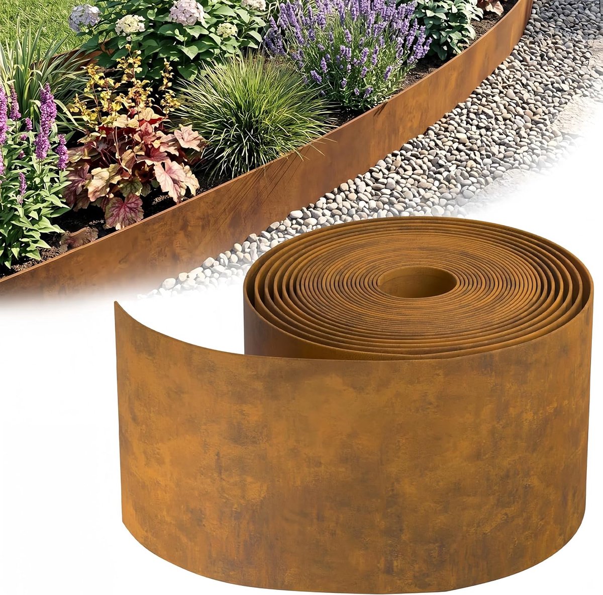 Gazonrand metalen bloembed omranding 5m x 15cm