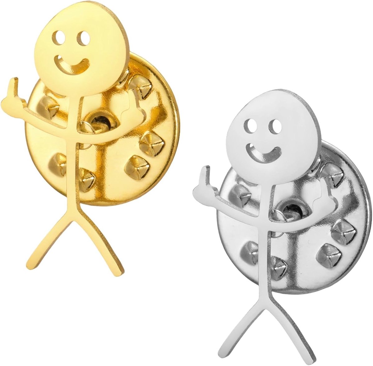 Broches, grappige broche van roestvrij staal in goud en zilver, pin pin, minimalistische reversspelden voor tassen, rugzakken en kleding, uniseks accessoires, 20 x 11 mm