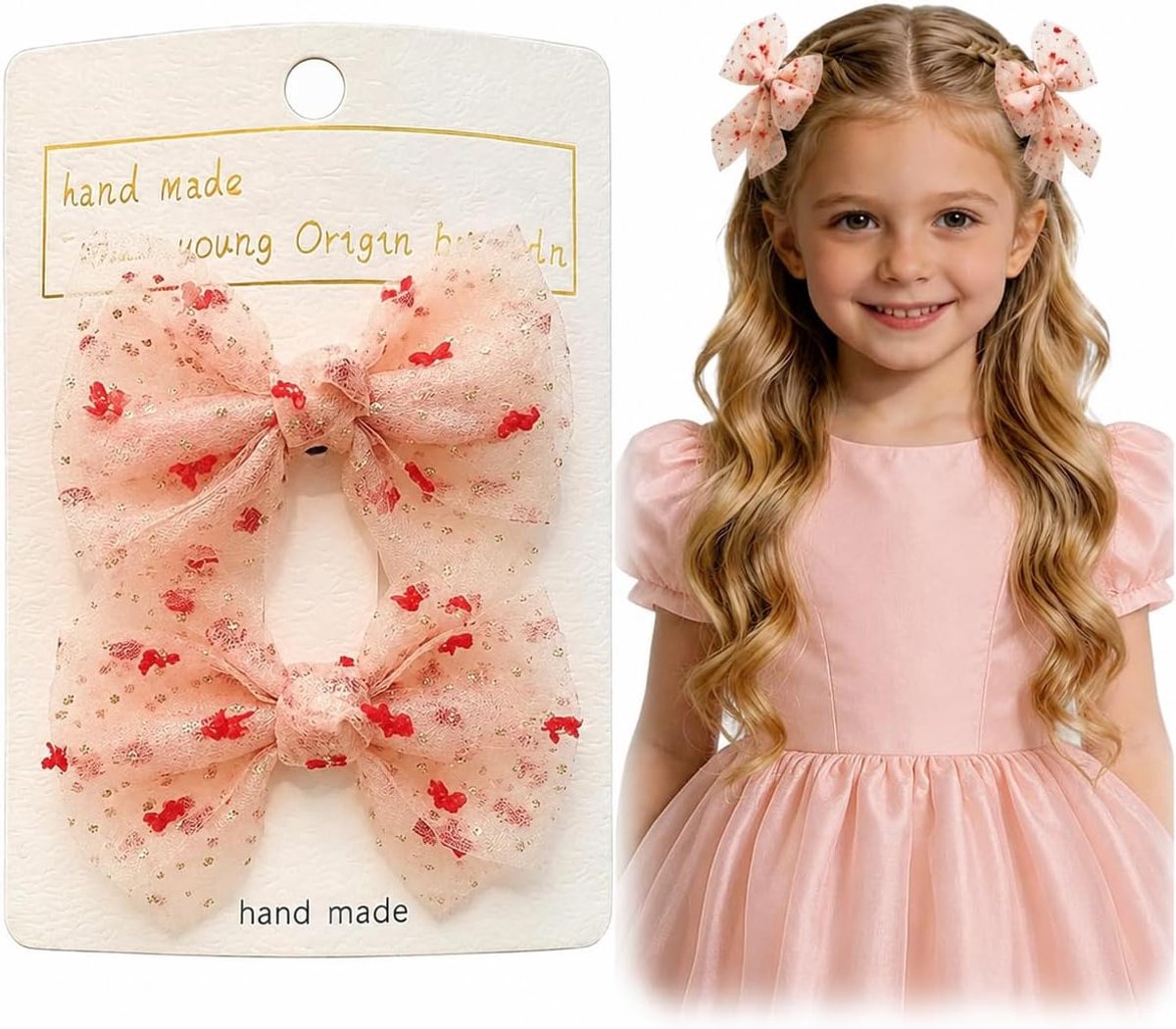 Haarspelden met strik, antislip, krokodil-haarspelden voor meisjes en vrouwen, modieuze haaraccessoires, strik in zwart, ideaal voor Kerstmis, bruiloft, verjaardag (goud)