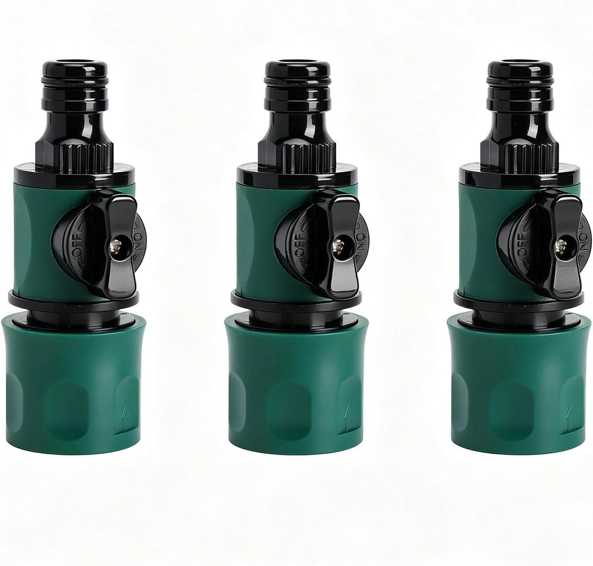 3 Stuks Tuinslang Koppeling, Regelventiel 16mm 9,6 cm Groen