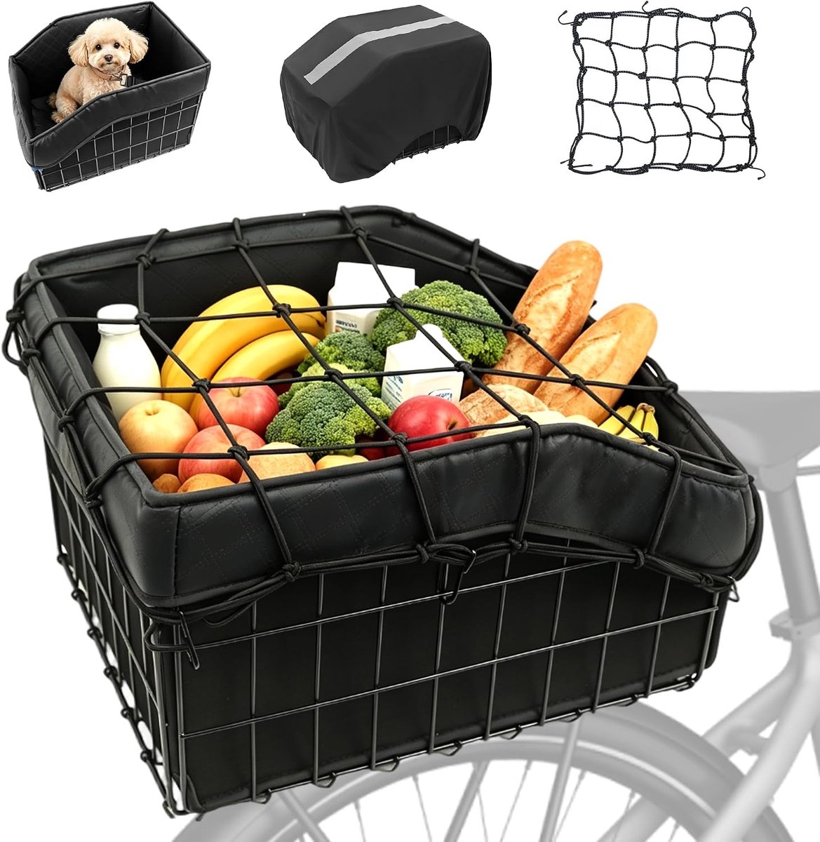 Fietsmand achter voor fiets, bagagedrager, grote fietsmand