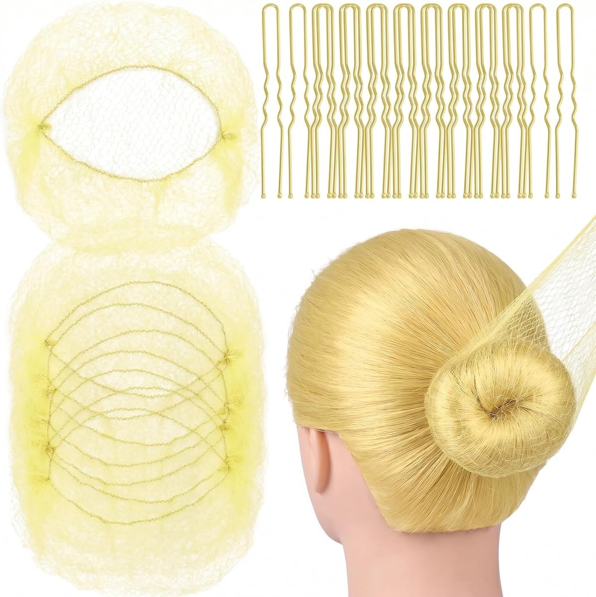 20 knotnetjes met 40 U-spelden, beige, onzichtbaar haarnet voor klassieke dans en ballet, haaraccessoires voor vrouwen en meisjes, verpleegsters, gastheren