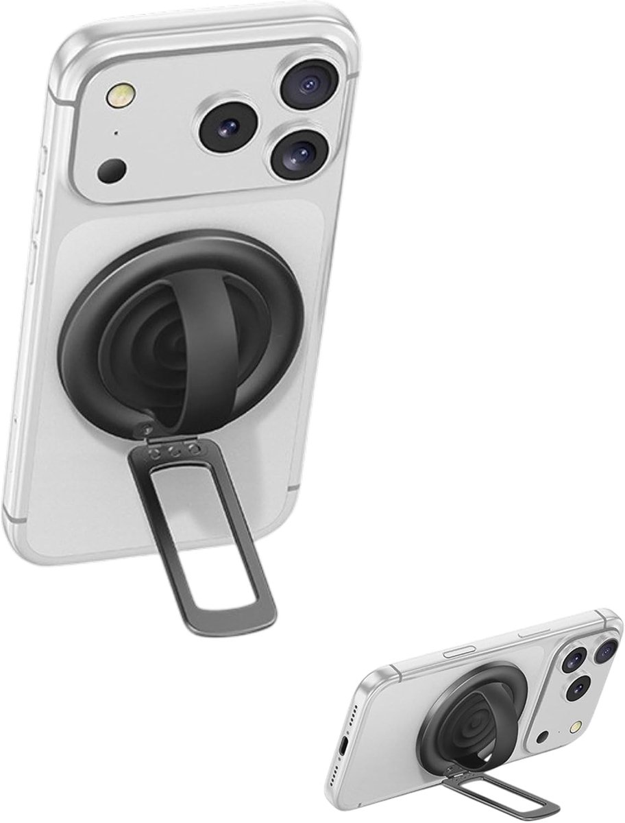 Telefoonhouder met ring en basis, veiligheidsring van zachte siliconen en antislip handgreep, verstelbare magnetische telefoonhouder voor iPhone Android