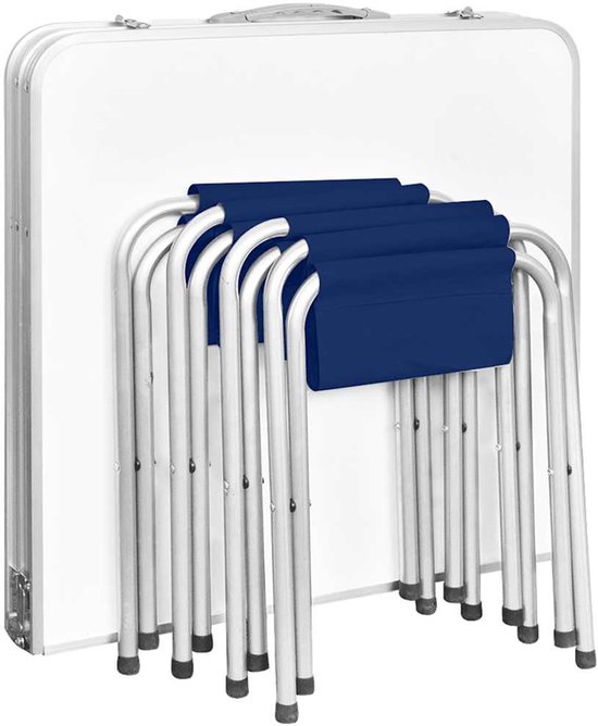 vidaXL - Campingtafel - inklapbaar - en - verstelbaar - aluminium - 120 - x - 60 - cm - 4 - stoelen van Merkloos — afbeelding 5