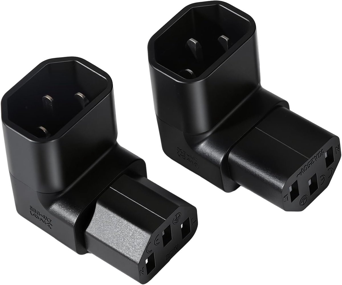 2pcs Cooling Device Plug Angled C14 to C13, Cooling Device Cable Angle, 3 Pin 250V, 10A Cold Device Cable Angle for - ShopVlot