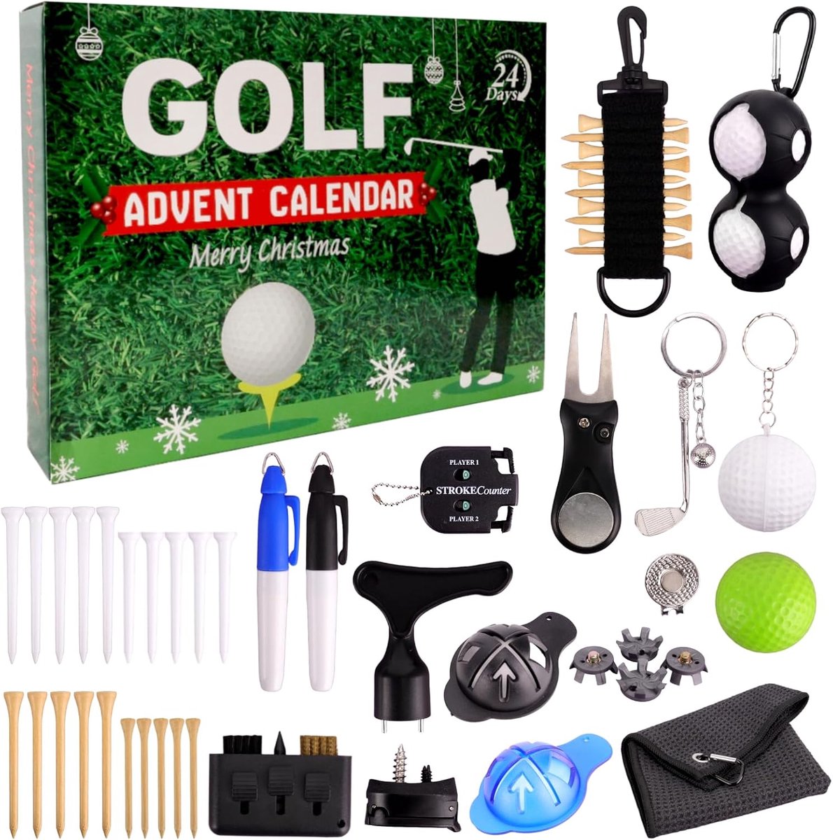 Golf Advent Calendar 2025 for Men, Christmas Calendar for Men Including Golf Balls, Ball Marker, Point Counter - ShopVlot