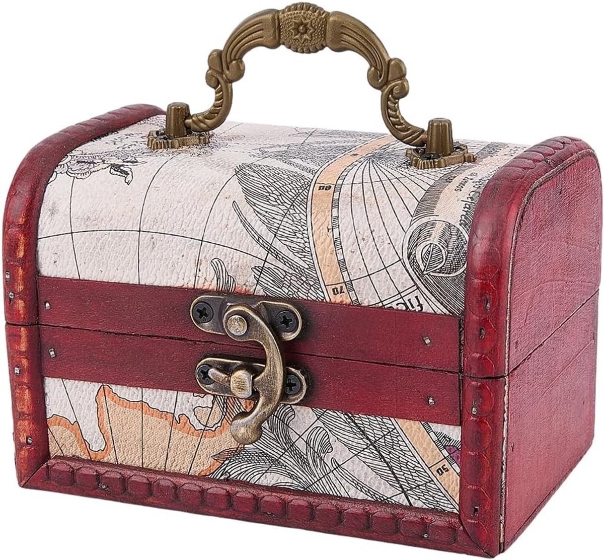 Retro Miniatuur Houten Decoratieve Box met Handvat voor Sieraden, Beads en Kleine Items - Perfect Cadeau voor Verzamelaar