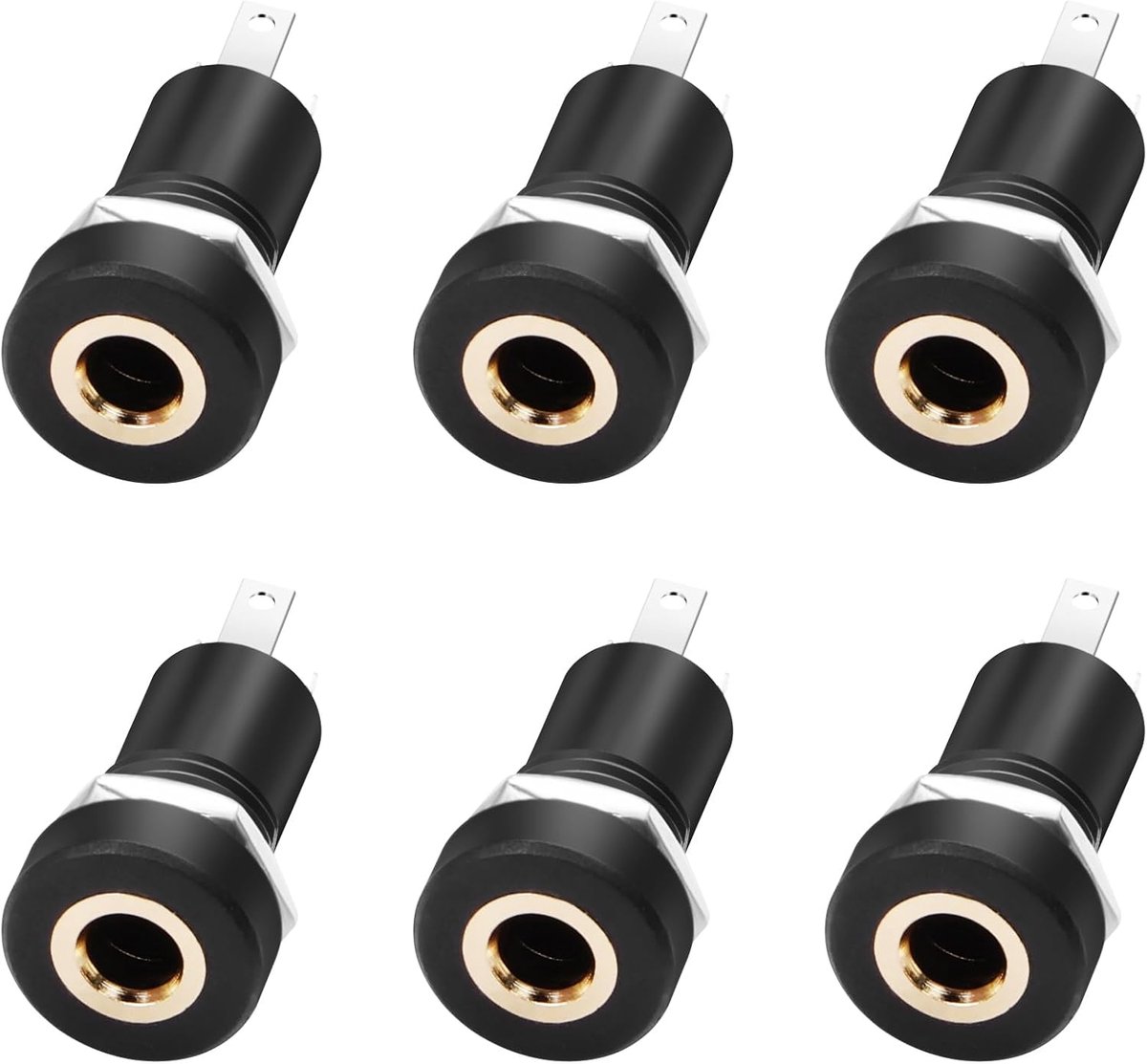 6pcs 3.5mm Panel Mount Solder Bushing, 3.5mm 3 Pole Stereo Audio Video Jack for Panel Mount, Solder Socket with Nuts - ShopVlot