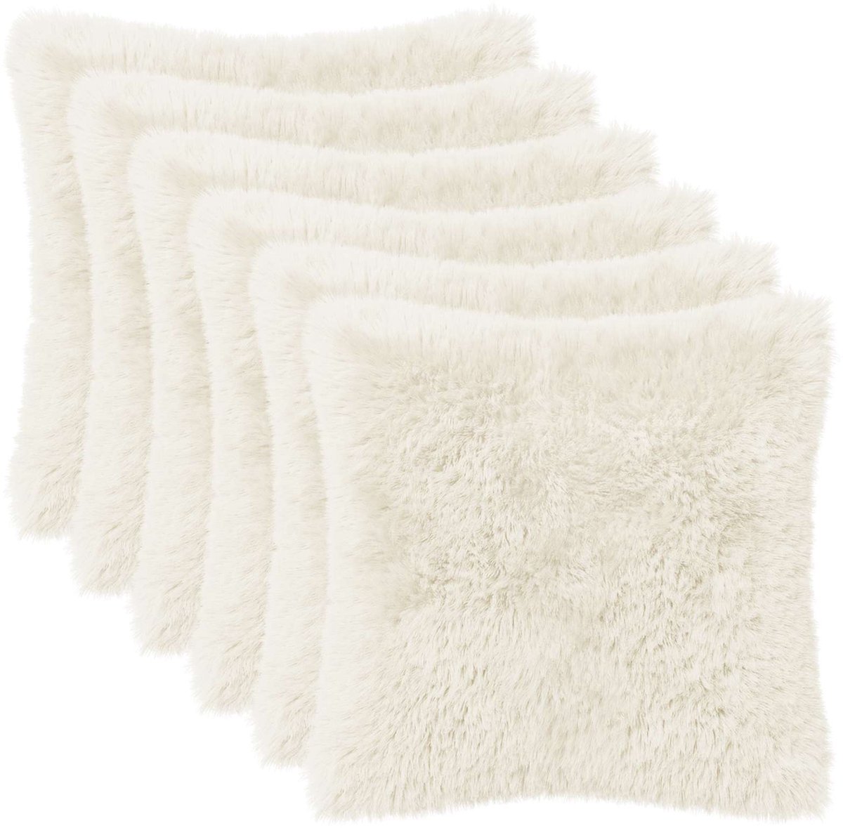 vidaXL Dekenkussen - 6 - st - HEERLEN - Wit - 30 - x - 30 - cm - PV - Fleece