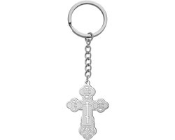 TEAMER Cross Keychain Russian Orthodox Crucifix Oriental Church Keychain Religious Christian Prayer Jewelry For Men - ShopVlot
