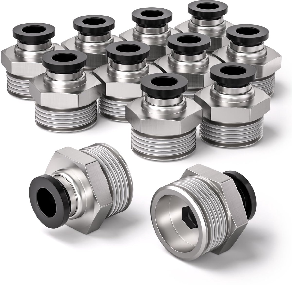 Bwintech 12 Pcs 6mm Tubing OD x 3/8" Male BSP Thread Straight Push in Connect Pneumatic Fitting,PC6-03 Quick Release - ShopVlot