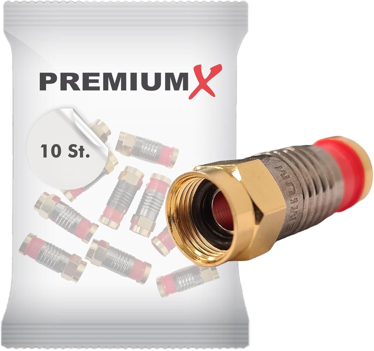 10 x PremiumX compression plug XCon G5 F compression plug 7 to 7.5 mm for SAT cable coaxial cable 120 dB 130 dB 135 dB - ShopVlot