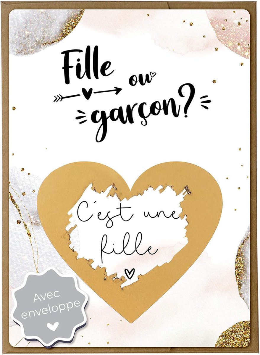 Coon Gender Reveal kraskaart voor meisjes of jongens - Het is een meisjeskaart met envelop - Aankondiging voor meisjes of jongens