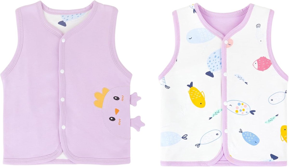 Vest voor baby's, peuters, kinderen, lente, herfst, katoen, dunne mouwloze jas, kindervest met drukknop met cartoonpatroon