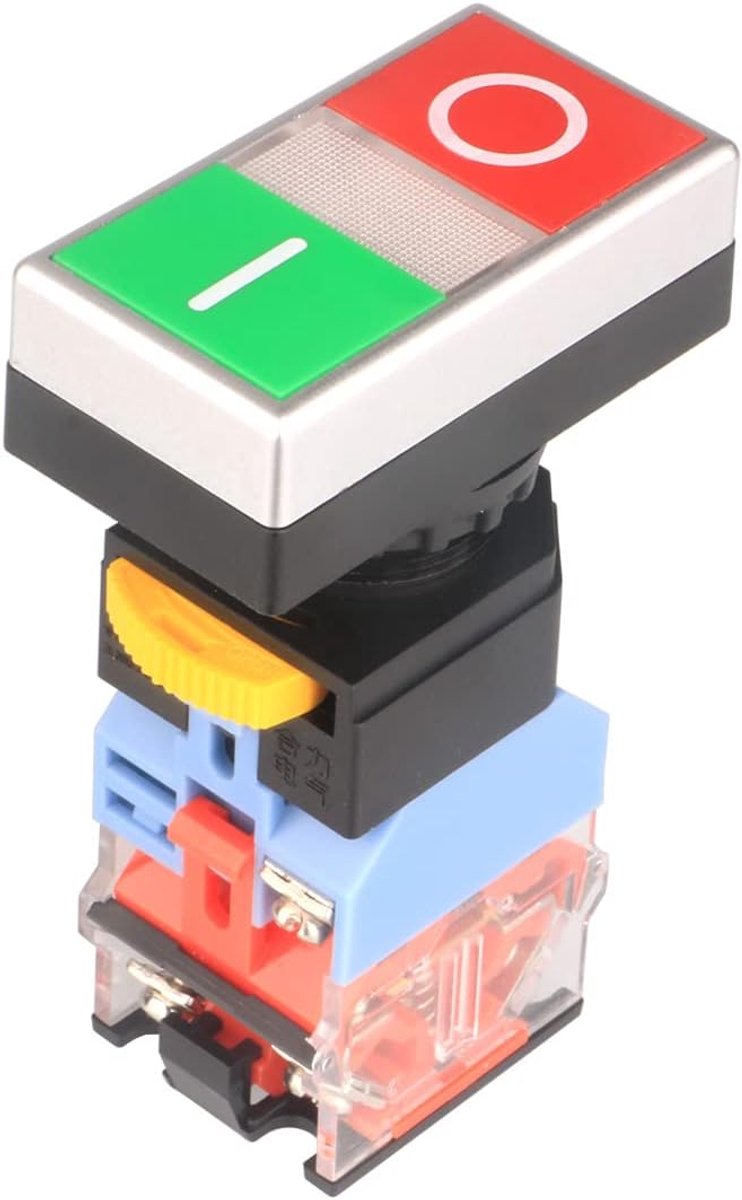 GUUZI 22mm 10A 220V 1NO 1NC ON Off Start Stop Moment Switch Push Button with Yellow Light Indicator light Voltage - ShopVlot