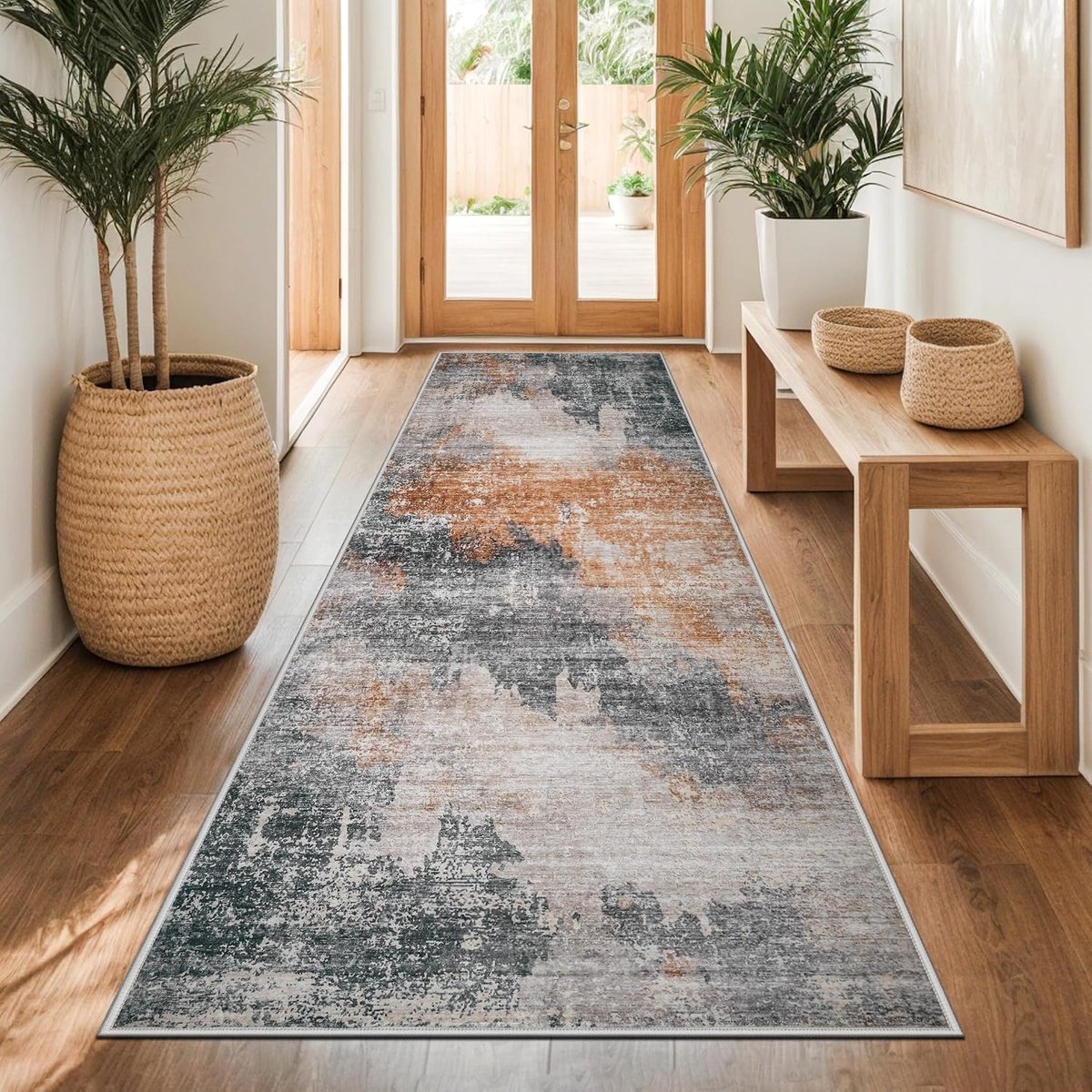 Tapijt voor hal 80x200cm wasbaar, bruin