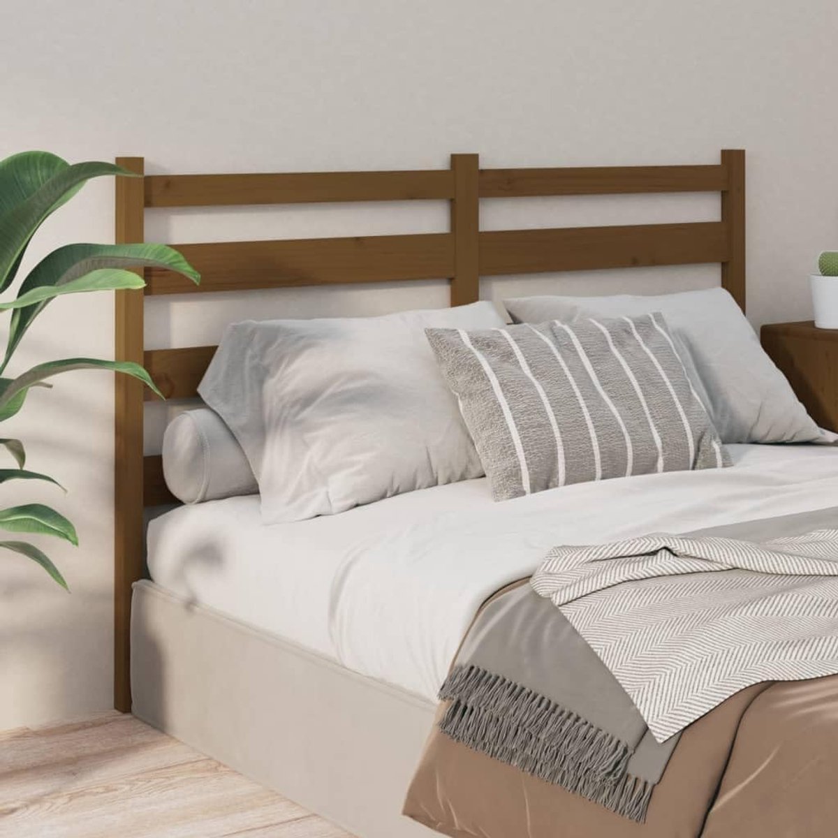 Hoofdeinde bruin, 206 x 4 x 100 cm, massief grenen, hoofdeinde voor bed, hoofdeinde voor slaapkamer, slaapkamermeubels, hotels