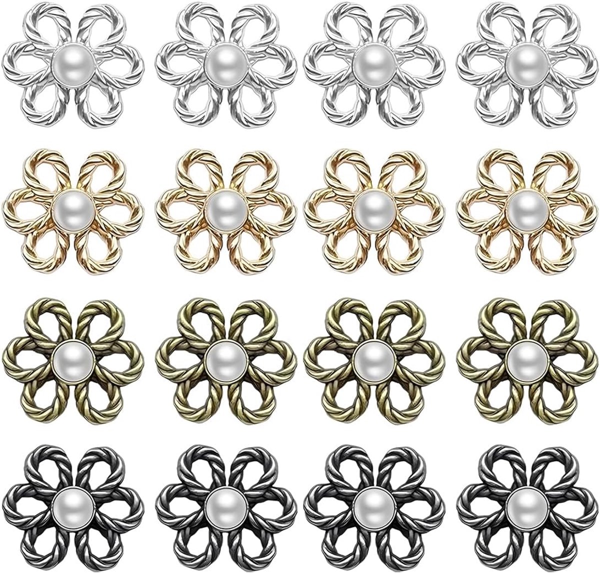 16 stuks broekclipset, afneembare jeansknoop zonder naaien, verstelbare broekband, taillespanner voor kleding, rok strakker maken zonder naaien, jeansknopen