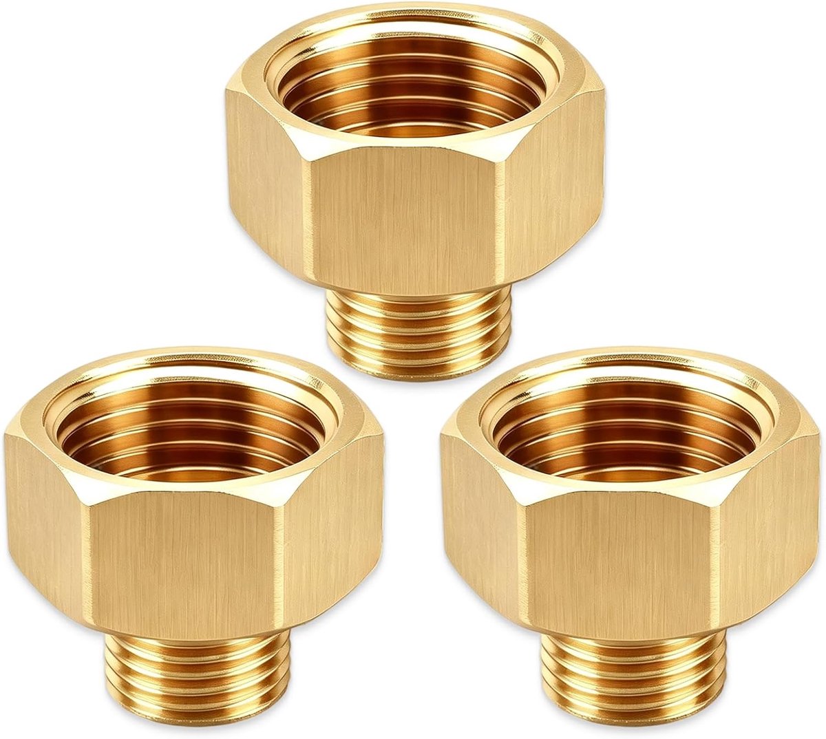 3 x Messing gasadapters – 4" (1/2") vrouwelijk naar 2" (1/4") mannelijk, 20x13,5 mm, voor campingkachels, grills en - ShopVlot